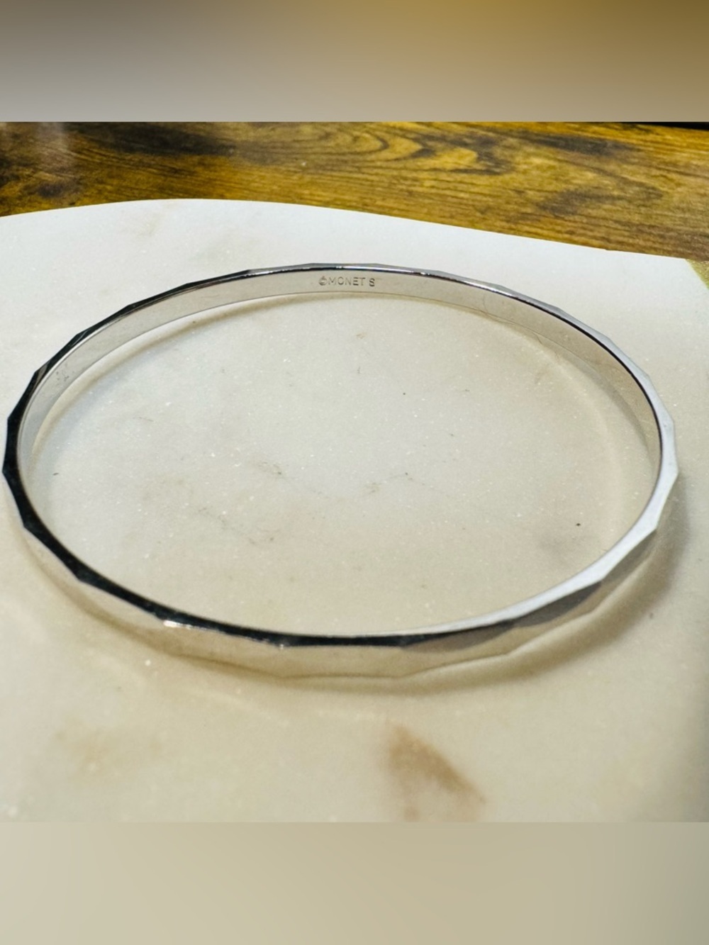 Monet Silver Tone Bangle Bracelets Set 2 Classic Minimalist - Picture 3 of 8